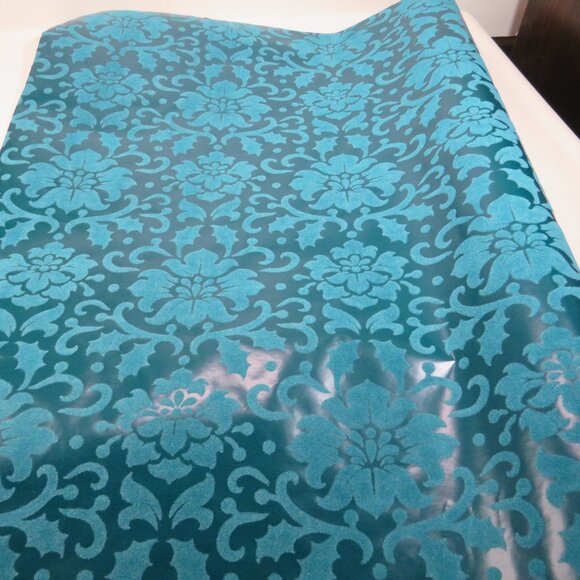 Vintage Turquoise Damask Flocked Wrapping Paper from Target 2006 12 sq feet - Picture 1 of 13